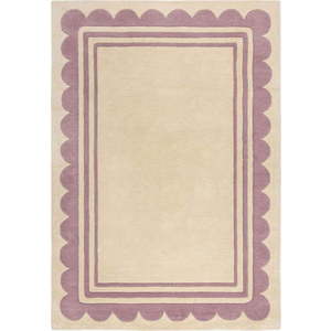 Ručně tkaný vlněný koberec ve fialovo-přírodní barvě 120x170 cm Lois Scallop – Flair Rugs obraz