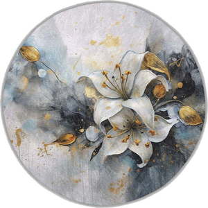 Modro-šedý pratelný kulatý koberec ø 100 cm Golden Lilly – Mila Home obraz