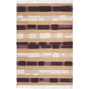 Ručně tkaný koberec s příměsí juty ve fialovo-přírodní barvě 160x230 cm Medina Blocks – Flair Rugs obraz