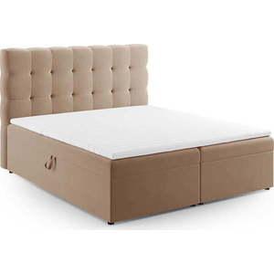 Světle hnědá boxspring postel s úložným prostorem 180x200 cm Bali – Cosmopolitan Design obraz
