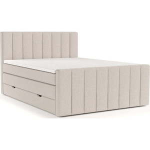 Béžová boxspring postel s úložným prostorem 200x200 cm Ruby – Maison de Rêve obraz