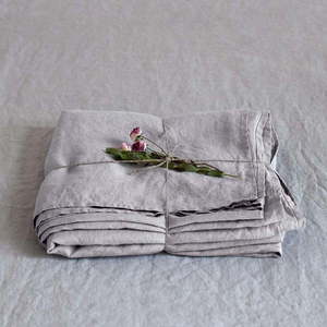 Světle šedé lněné prostěradlo 230x270 cm Light Grey – Linen Tales obraz
