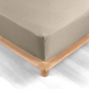 Světle hnědé napínací prostěradlo z bavlněného perkálu 180x200 cm Percaline – douceur d'intérieur obraz