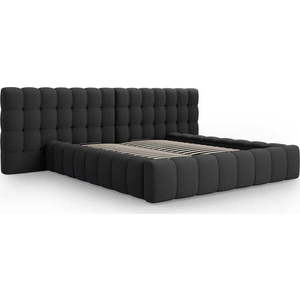Černá čalouněná dvoulůžková postel s úložným prostorem a roštem 180x200 cm Mamaia – Micadoni Home obraz