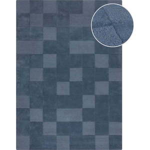 Tmavě modrý ručně tkaný vlněný koberec 200x290 cm Checkerboard – Flair Rugs obraz