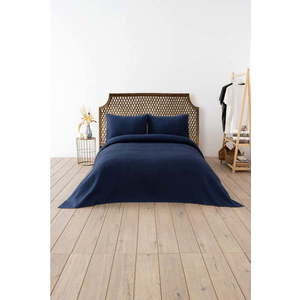Tmavě modrý přehoz 200x220 cm Waffle – Mijolnir obraz