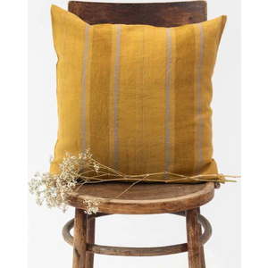 Lněný povlak na polštář 40x40 cm Amber Bronze Stripes – Linen Tales obraz