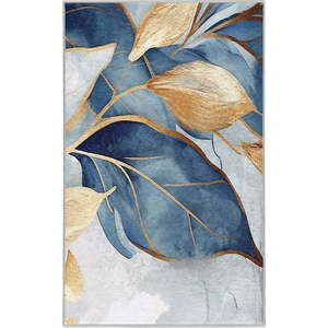 Pratelný koberec v modré a zlaté barvě 160x230 cm Golden Leaves – Mila Home obraz