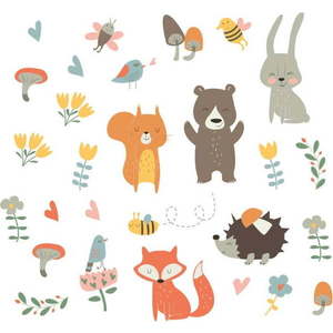 Sada nástěnných dětských samolepek Ambiance Funny Scandinavian Animals obraz