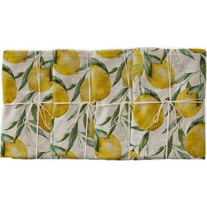 Sada 4 látkových ubrousků s příměsí lnu Really Nice Things Lemons, 43 x 43 cm obraz