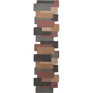 Vlněný běhoun Flair Rugs Collage Earthy, 60 x 230 cm obraz