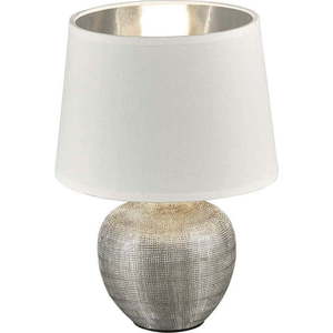 Bílá stolní lampa z keramiky a tkaniny Trio Luxor, výška 26 cm obraz