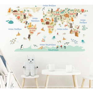 Dětská mapa 130x130 cm Pastel World Map – Ambiance obraz