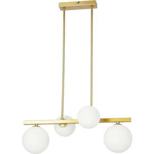 Závěsné svítidlo se skleněným stínidlem v bílo-zlaté barvě Kama – Candellux Lighting obraz