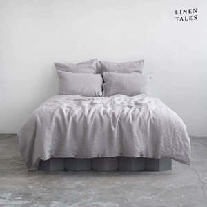 Světle šedé lněné prodloužené povlečení na dvoulůžko 200x220 cm – Linen Tales obraz