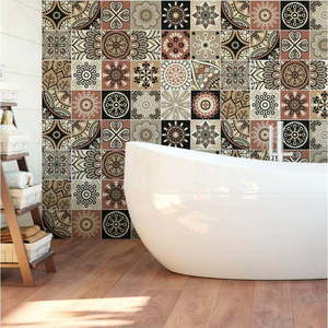 Sada 24 nástěnných samolepek Ambiance Wall Stickers Tiles Piura, 10 x 10 cm obraz