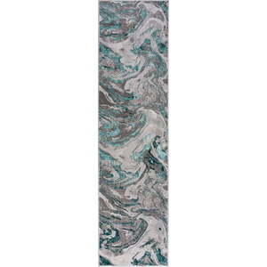 Šedo-tyrkysový běhoun 80x300 cm Marbled – Flair Rugs obraz