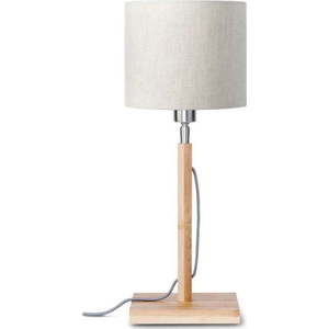 Stolní lampa se světle béžovým stínidlem a konstrukcí z bambusu Good&Mojo Fuji obraz