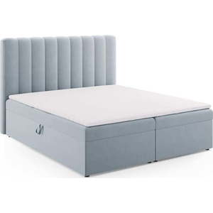 Světle modrá boxspring postel s úložným prostorem 180x200 cm Gina – Milo Casa obraz