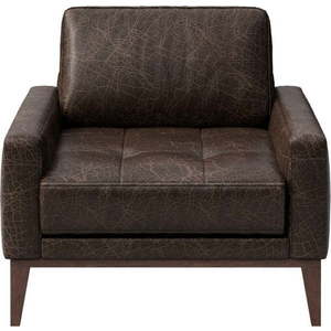 Tmavě hnědé kožené křeslo MESONICA Musso Tufted obraz