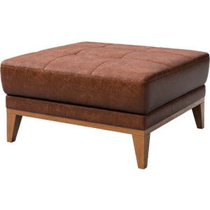 Koňakově hnědá kožená podnožka MESONICA Musso Tufted obraz
