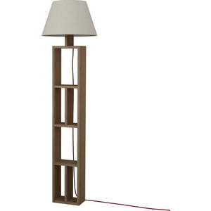 Dřevěná stojací lampa s bílým textilním stínidlem Homitis Giorno obraz