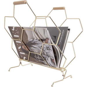 Kovový stojan na časopisy ve zlaté barvě PT LIVING Honeycomb obraz