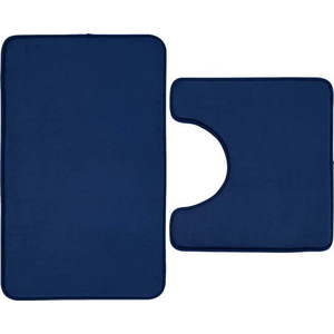 Tmavě modré WC koupelnové předložky z paměťové pěny v sadě 2 ks 50x80 cm Anti-Bacterial – Catherine Lansfield obraz