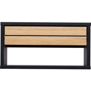 Černý/v přírodní barvě závěsný noční stolek v dekoru dubu Stripe – Woodman obraz