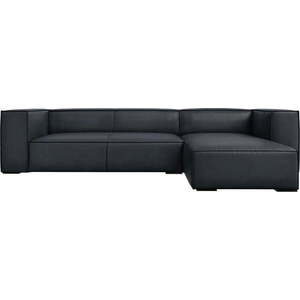 Tmavě modrá kožená rohová pohovka (pravý roh) Madame – Windsor & Co Sofas obraz
