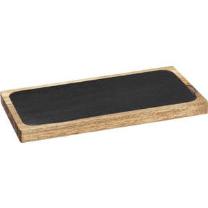 Dřevěný servírovací talíř v černo-přírodní barvě 30x15 cm – Wenko obraz