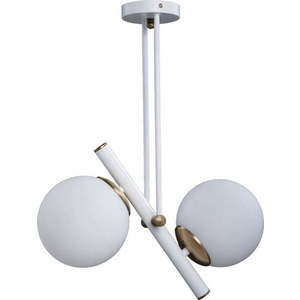 Závěsné svítidlo se skleněným stínidlem ve zlato-bílé barvě ø 15 cm Libra – Squid Lighting obraz