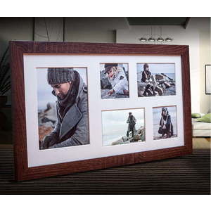 Tmavě hnědý rámeček na 5 fotografií Styler Narvik, 51 x 27 cm obraz