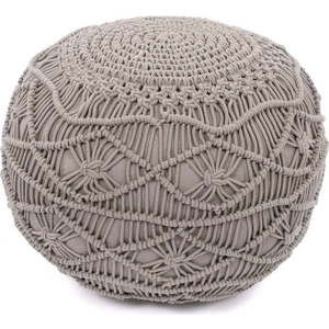 Světle šedý puf Tiseco Home Studio Macramé, výška 35 cm obraz