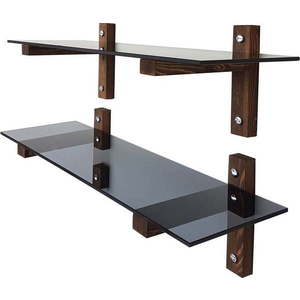 Hnědé skleněné police v sadě 2 ks 85 cm Villy – Kalune Design obraz