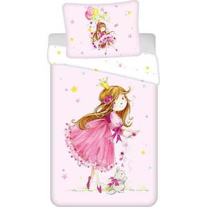 Růžové bavlněné dětské povlečení na jednolůžko 140x200 cm Fairy – Jerry Fabrics obraz
