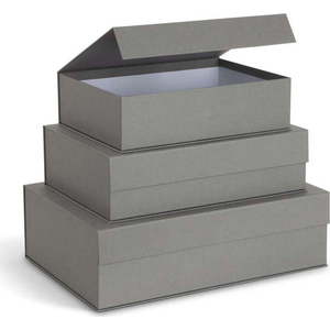 Šedé kartonové úložné boxy v sadě 3 ks s víkem/dekorativní 42, 5x29, 5x13 cm Kian Paper Laminate – Bigso obraz