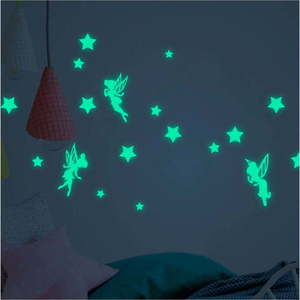 Sada nástěnných dětských svítících samolepek Ambiance Fairies and Stars obraz