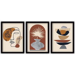 Sada 3 obrazů v černém rámu Vavien Artwork Modern, 35 x 45 cm obraz
