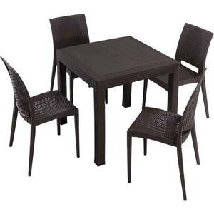 Tmavě hnědý zahradní jídelní set z umělého ratanu pro 4 Rattan – Floriane Garden obraz