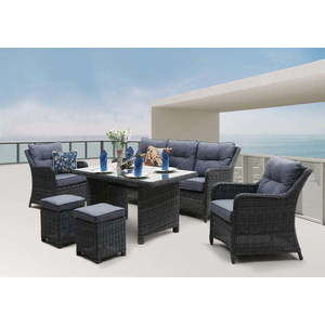 Šedý zahradní lounge set z umělého ratanu pro 7 San Diego - Rojaplast obraz
