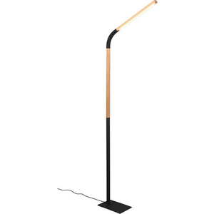 LED stojací lampa v černé a přírodní barvě s dřevěným stínidlem (výška 169, 5 cm) Norris – Trio obraz