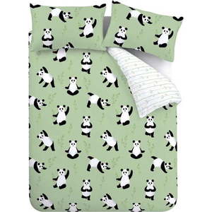 Zelené dětské povlečení na dvoulůžko 200x200 cm Panda Paws – Catherine Lansfield obraz