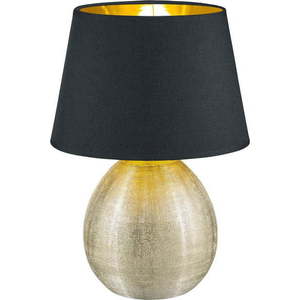 Černá stolní lampa z keramiky a tkaniny Trio Luxor, výška 35 cm obraz