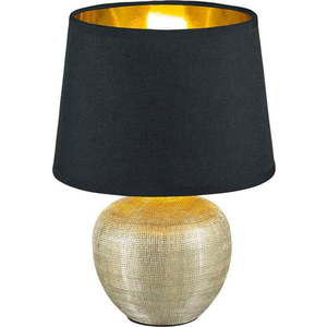 Černá stolní lampa z keramiky a tkaniny Trio Luxor, výška 26 cm obraz