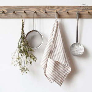 Lněná utěrka 45x65 cm Natural White Stripes – Linen Tales obraz