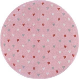 Růžový dětský koberec ø 140 cm Little Hearts – Hanse Home obraz