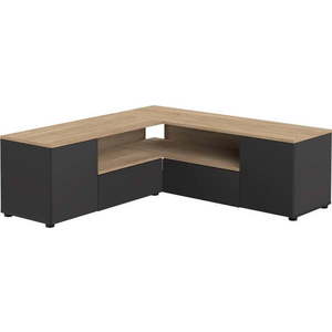 TV stolek v dekoru dubu v černo-přírodní barvě 130x46 cm Angle – TemaHome obraz