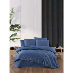 Modré damaškové povlečení na dvoulůžko/prodloužené s prostěradlem/4dílné 200x220 cm – Mila Home obraz