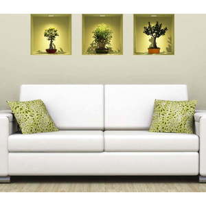 Sada 3 samolepek s 3D efektem Ambiance Bonsai Trees On Spot obraz